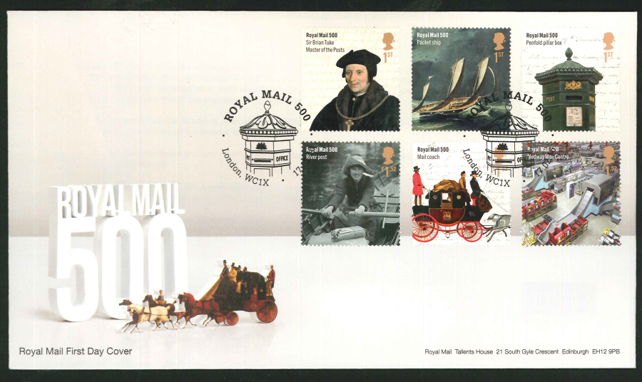 2016 - Royal Mail 500 Years First Day Cover Set - Post Box London WC1X Postmark
